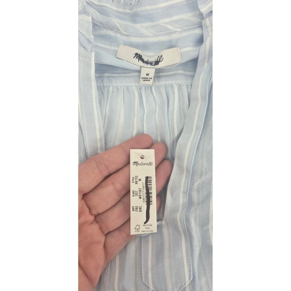 NWT Madewell Ruffled Popover Top in Stripe Size Medium